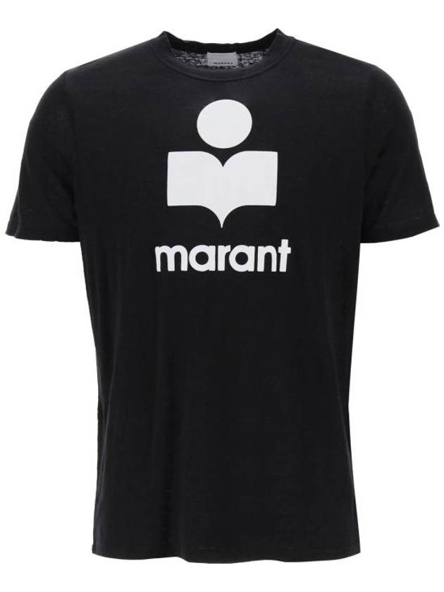 Karman Logo Print Linen Short Sleeve T-Shirt Black - ISABEL MARANT - BALAAN 2