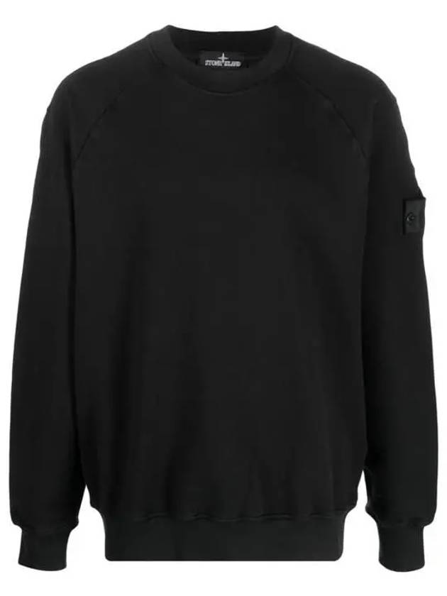 Shadow Logo Crew Neck Cotton Sweatshirt Black - STONE ISLAND - BALAAN 2