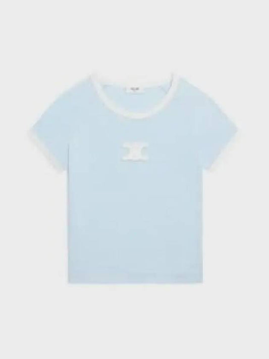 Women s Triomphe Cotton Jersey Short Sleeve T Shirt Pastel Blue Cream - CELINE - BALAAN 2