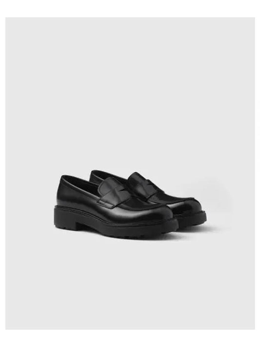 Brushed Leather Loafers Black - PRADA - BALAAN 2