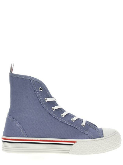 Tartan Sole Canvas High Top Sneakers Blue - THOM BROWNE - BALAAN 2