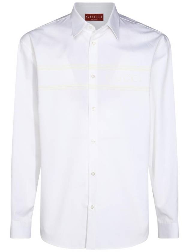 Logo Cotton Long Sleeve Shirt White - GUCCI - BALAAN 1