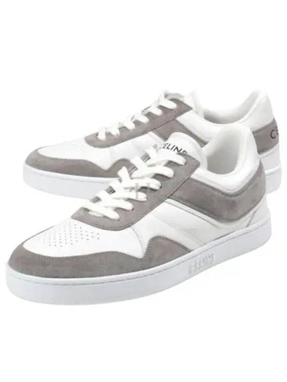 Trainer Suede Calfskin Lace-Up Low Top Sneakers Grey - CELINE - BALAAN 2