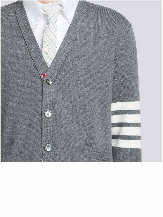 Milano Stitch 4-Bar Cardigan Medium Grey - THOM BROWNE - BALAAN 7