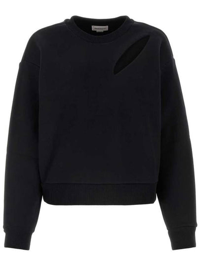 Cutout Detail Round Neck Sweatshirt Black - ALEXANDER MCQUEEN - BALAAN 2