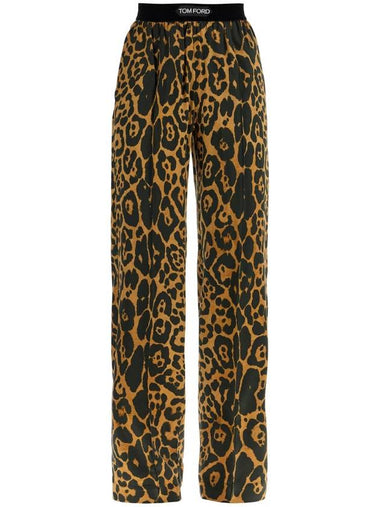 wide leg leopard print silk pants in camel and black - TOM FORD - BALAAN 1