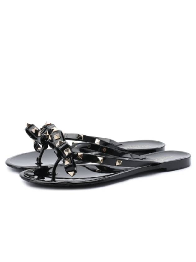 Rockstud Ribbon Flip Flops Black - VALENTINO - BALAAN 3