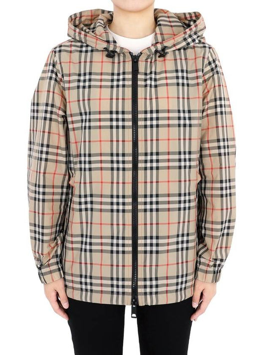 Check Hooded Jacket Archive Beige - BURBERRY - BALAAN 2
