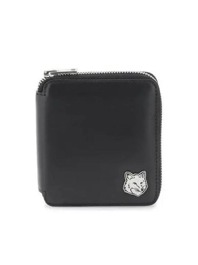 Fox Head Square Zipper Half Wallet Black - MAISON KITSUNE - BALAAN 2