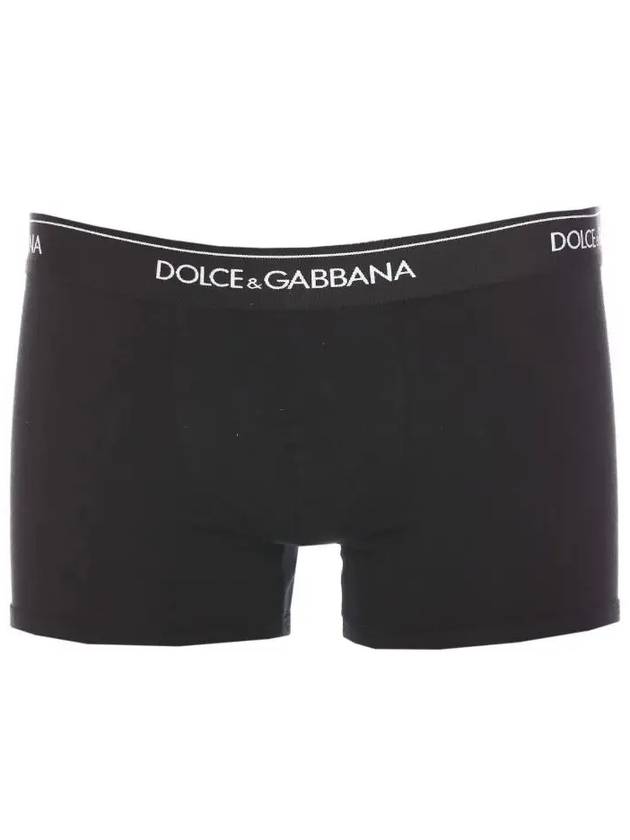 Men's Logo Waistband Cotton Briefs 2 Pack Black - DOLCE&GABBANA - BALAAN 2