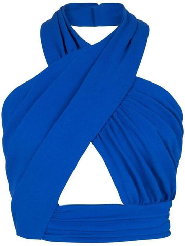 Women's Draped Jersey Colop Sleeveless Blue - BALMAIN - BALAAN 1