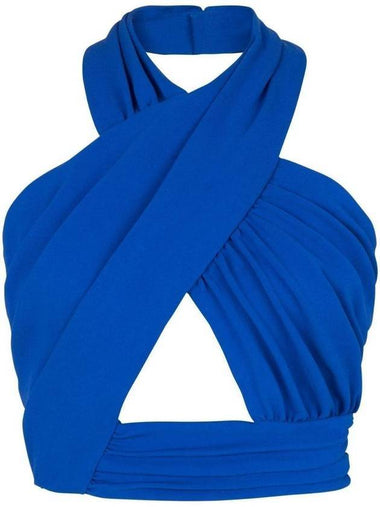 Women's Draped Jersey Colop Sleeveless Blue - BALMAIN - BALAAN 1