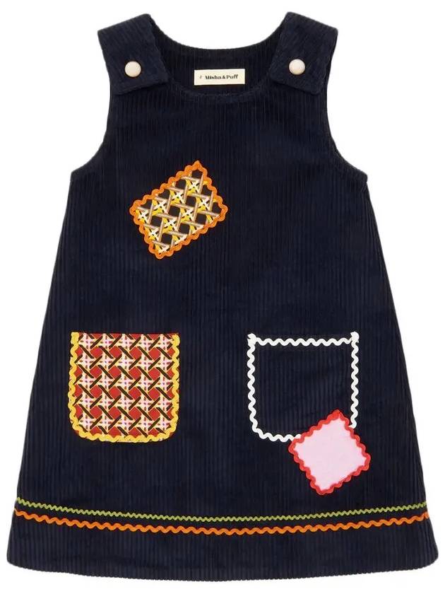 Kids Corduroy Patch Dress Navy MP178027 420 - MISHA&PUFF - BALAAN 2