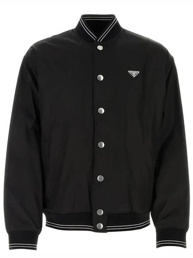 Men's Reversible Re-Nylon Cotton Fleece Bomber Jacket Black - PRADA - BALAAN 2