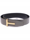 T Buckle Reversible Leather Belt Black Ash Grey - TOM FORD - BALAAN 5