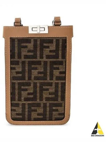 Peekaboo logo fabric phone holder cross bag dark brown 7AS156 AFBV - FENDI - BALAAN 1