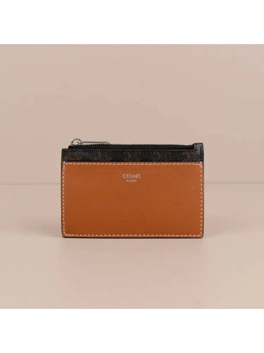 Triomphe Canvas Silver Zipper Card Wallet Brown - CELINE - BALAAN 2