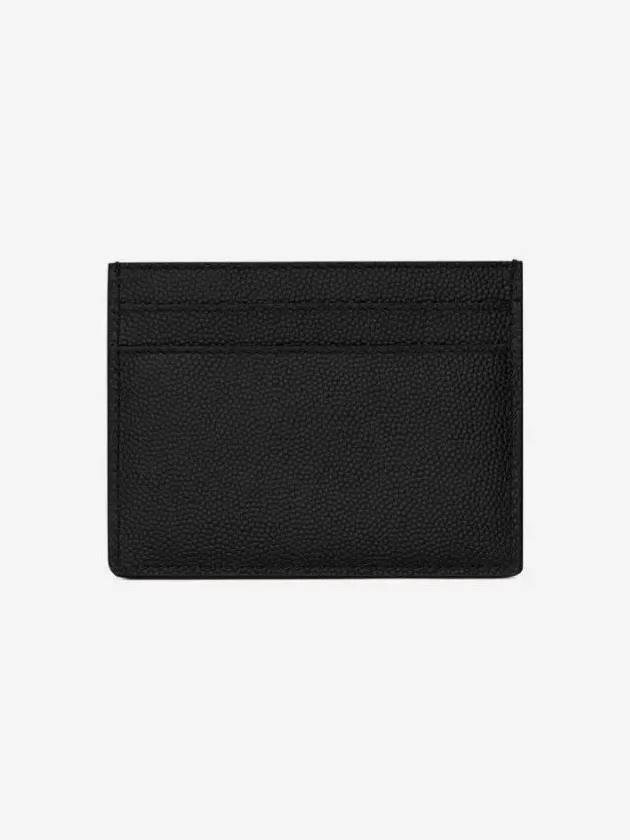 Embossed Leather Card Wallet Black - SAINT LAURENT - BALAAN 3