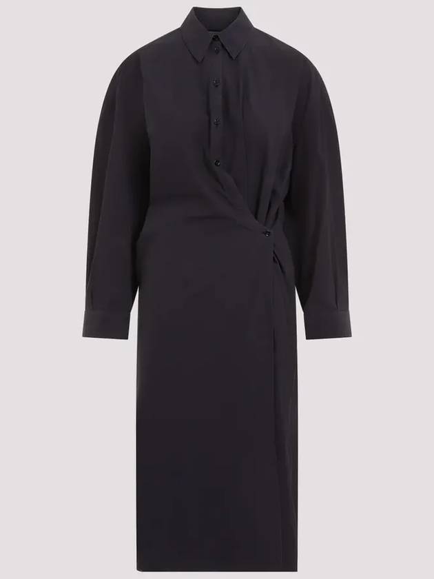 Straight Collar Twisted Midi Dress Navy - LEMAIRE - BALAAN 2