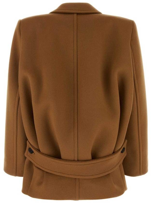 Short Wool Single Coat Camel - SAINT LAURENT - BALAAN 4