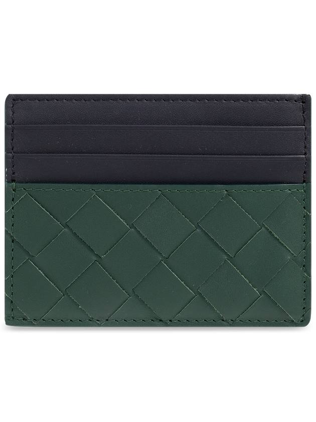 Intrecciato Two-Tone Card Wallet Black Green - BOTTEGA VENETA - BALAAN 3