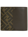 FF Square Leather Bi-Fold Half Wallet Brown - FENDI - BALAAN 3