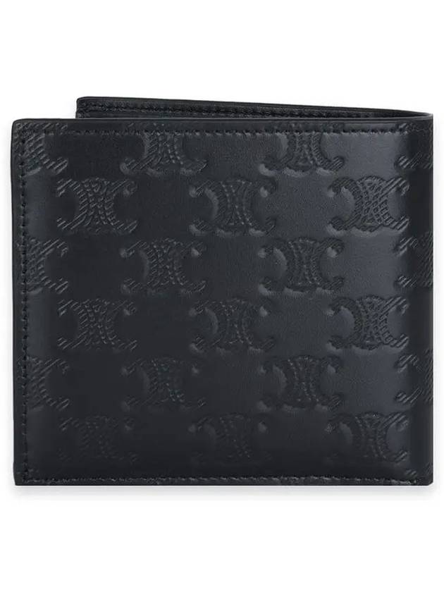 Triomphe Embossed Calfskin Half Wallet Black - CELINE - BALAAN 3