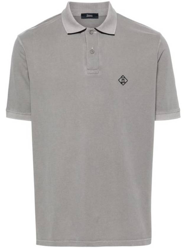 Embroidery Logo Short Sleeve Cotton Polo Shirt Grey - HERNO - BALAAN 2