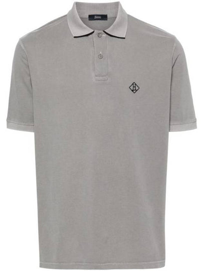 Embroidery Logo Short Sleeve Cotton Polo Shirt Grey - HERNO - BALAAN 2