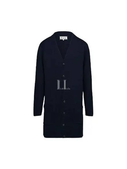 V Neck Wool Long Cardigan Navy - MAISON MARGIELA - BALAAN 2