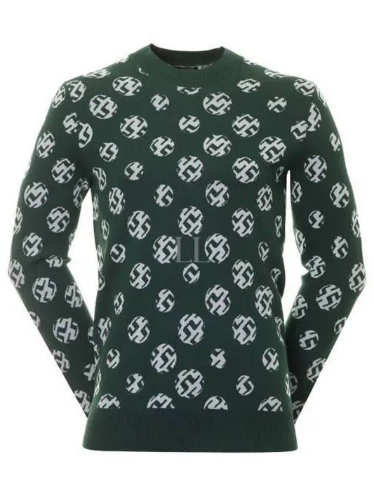 Men's Golf Gus Jacquard Crew Neck Sweater Green - J.LINDEBERG - BALAAN 2