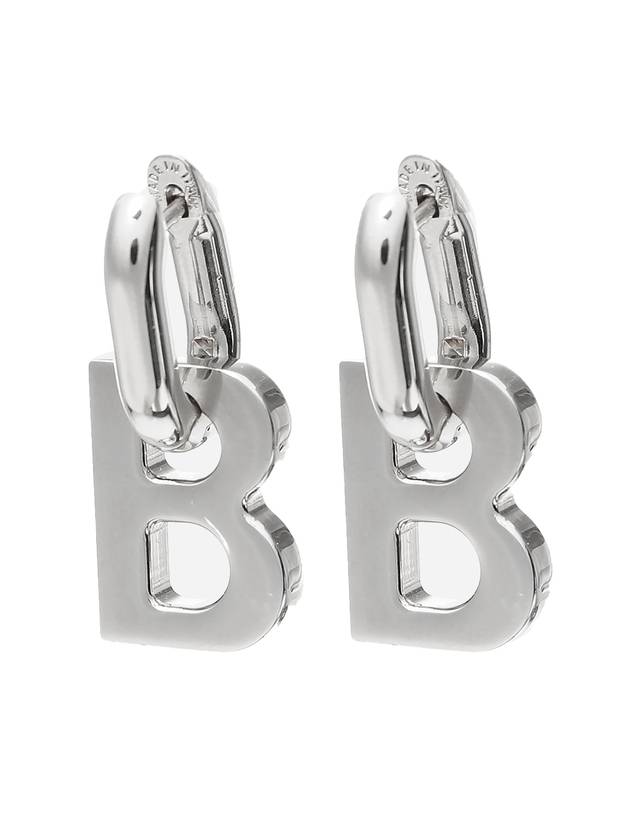 B Logo XL Earrings Silver - BALENCIAGA - BALAAN 1