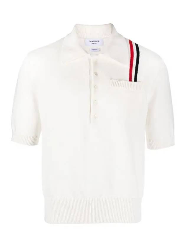 RWB Stripe Polo Shirt White - THOM BROWNE - BALAAN 3