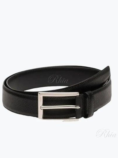 Saffiano Polished Buckle Belt Black - PRADA - BALAAN 2