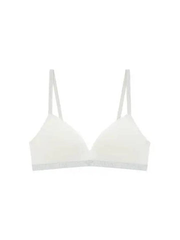 UNDERWEAR Women's Glitter Logo Stretch Cotton Triangle Bra Cream 270628 - EMPORIO ARMANI - BALAAN 1