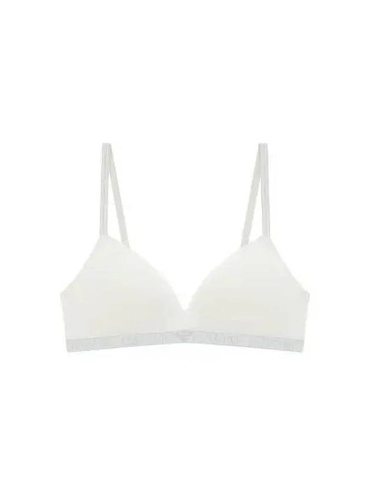 UNDERWEAR Women's Glitter Logo Stretch Cotton Triangle Bra Cream 270628 - EMPORIO ARMANI - BALAAN 1