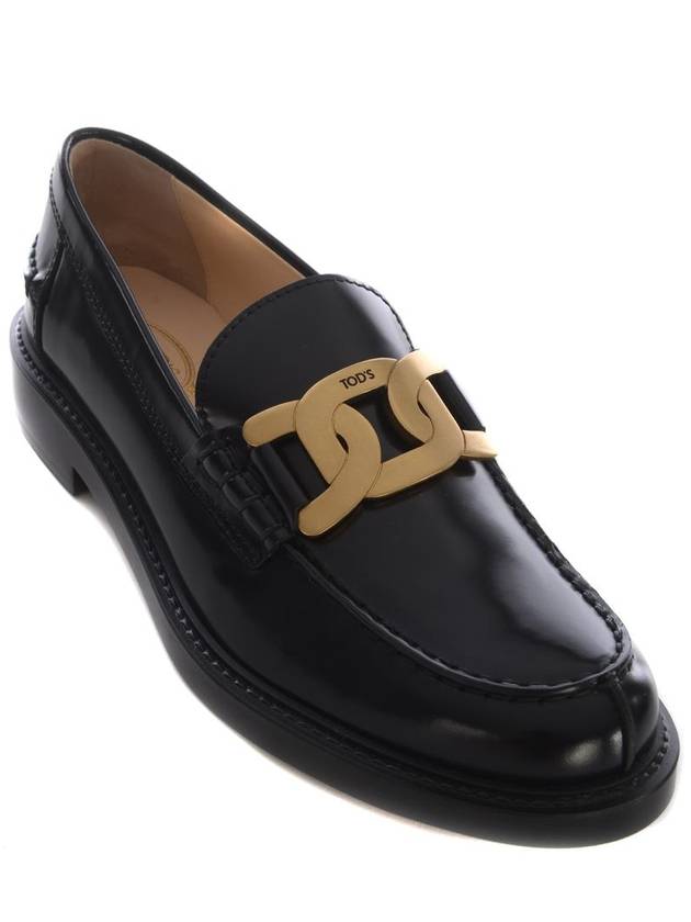 Brushed Leather Chain Loafers Black - TOD'S - BALAAN 4