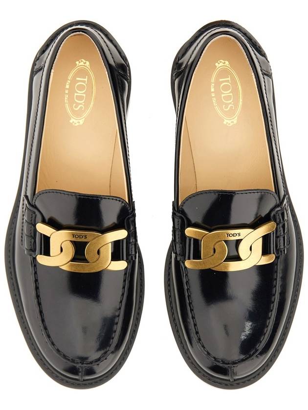 Brushed Leather Chain Loafers Black - TOD'S - BALAAN 6