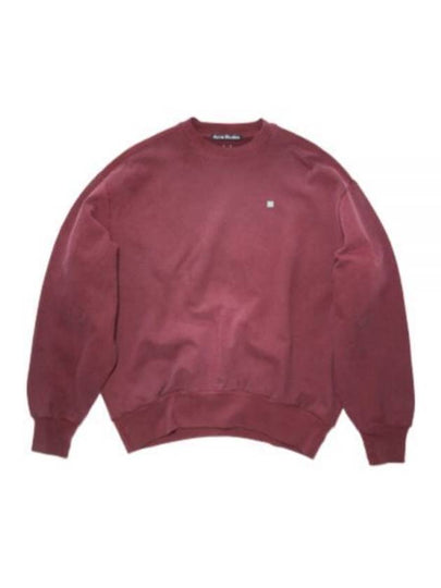 Face Logo Patch Crew Neck Sweatshirt Wine Red - ACNE STUDIOS - BALAAN 2