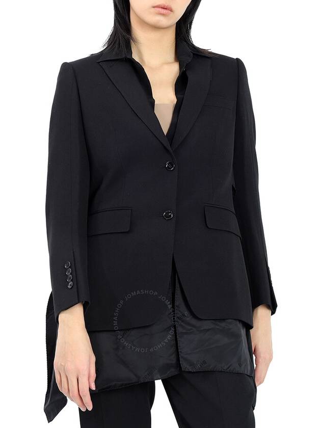 Women's Logo Panel Detail Tailored Wool Jacket Black - BURBERRY - BALAAN 2