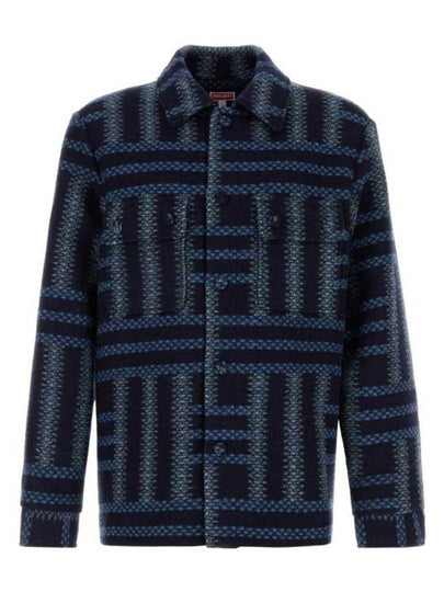 Weave Over Long Sleeve Shirt Blue - KENZO - BALAAN 2