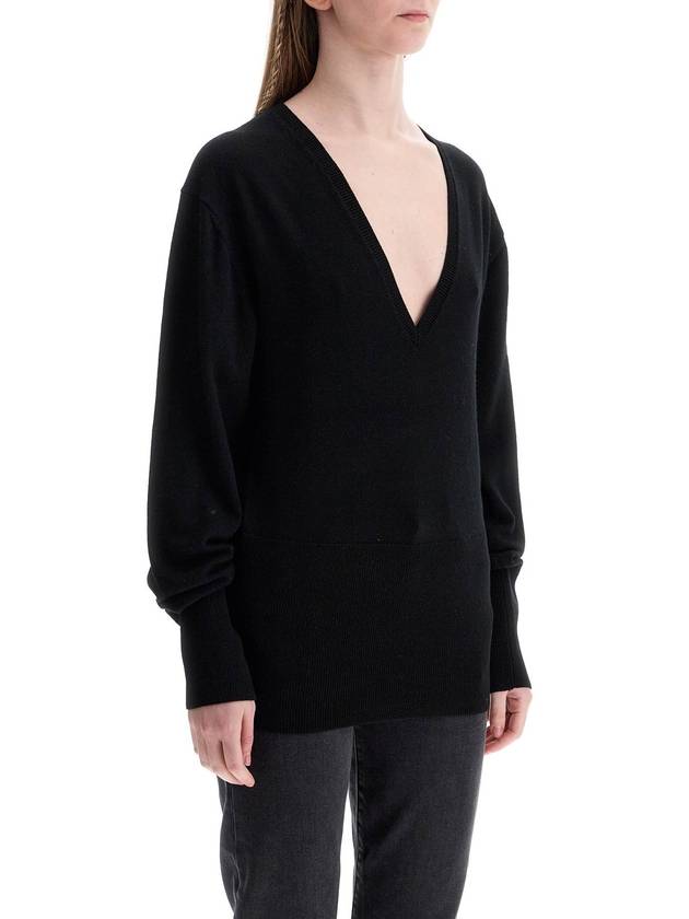 rws wool black sweater with deep v-neck - TOTEME - BALAAN 2