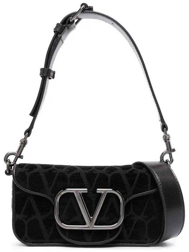 V Logo Toile Iconographe Shoulder Bag Black - VALENTINO - BALAAN 2