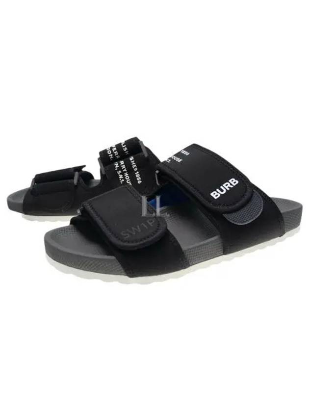 Horseferry Print Strap Sandals Black - BURBERRY - BALAAN 2