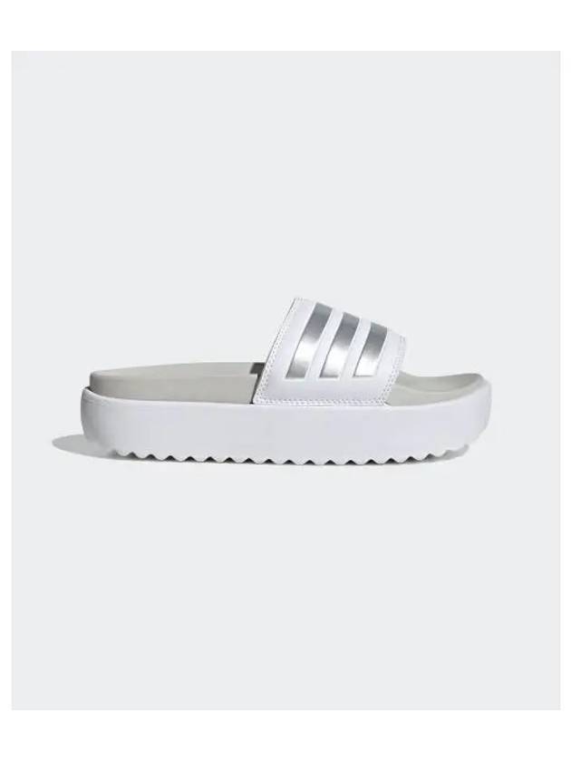 Women Adilette Platform Slippers White Zero Metallic Grey - ADIDAS - BALAAN 2