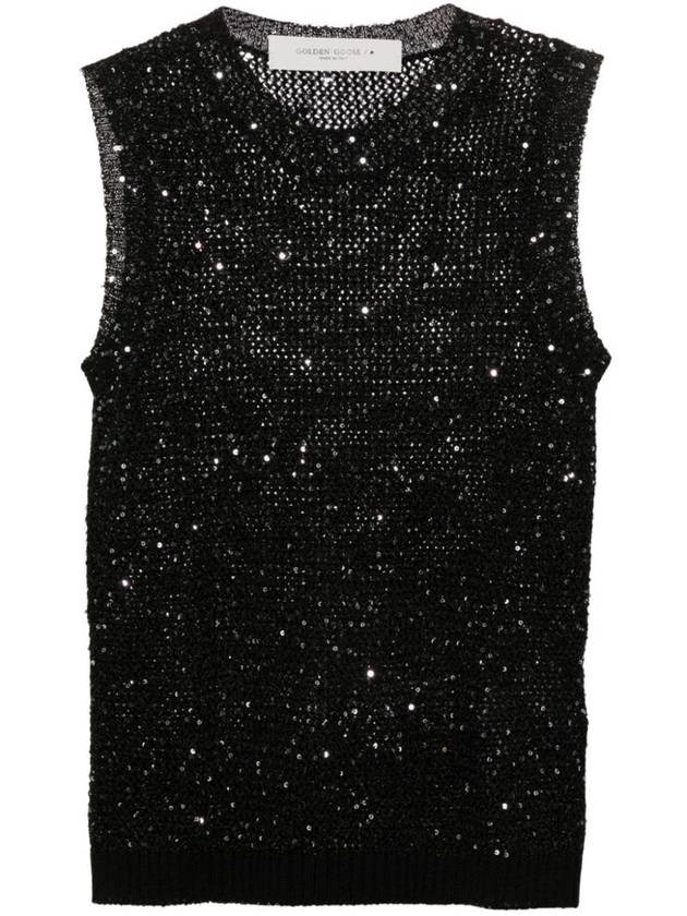 Sequin knit sleeveless black - GOLDEN GOOSE - BALAAN 1