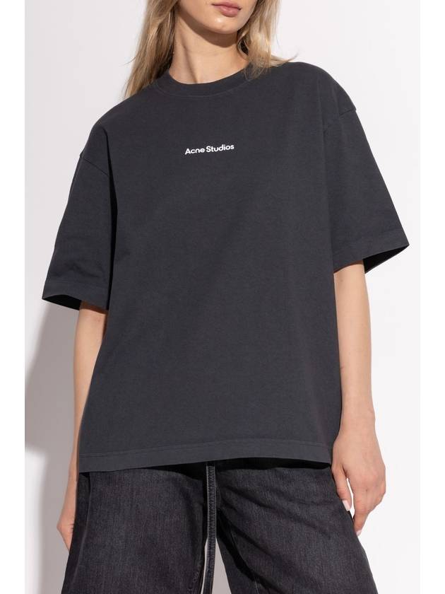 Stamp Logo Cotton Short Sleeve T-Shirt Black - ACNE STUDIOS - BALAAN 4