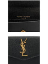 Uptown Grain De Poudre Embossed Leather Flap Card Case Black - SAINT LAURENT - BALAAN 4