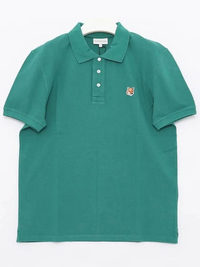 Fox Head Patch Cotton Polo Shirt Green - MAISON KITSUNE - BALAAN 2