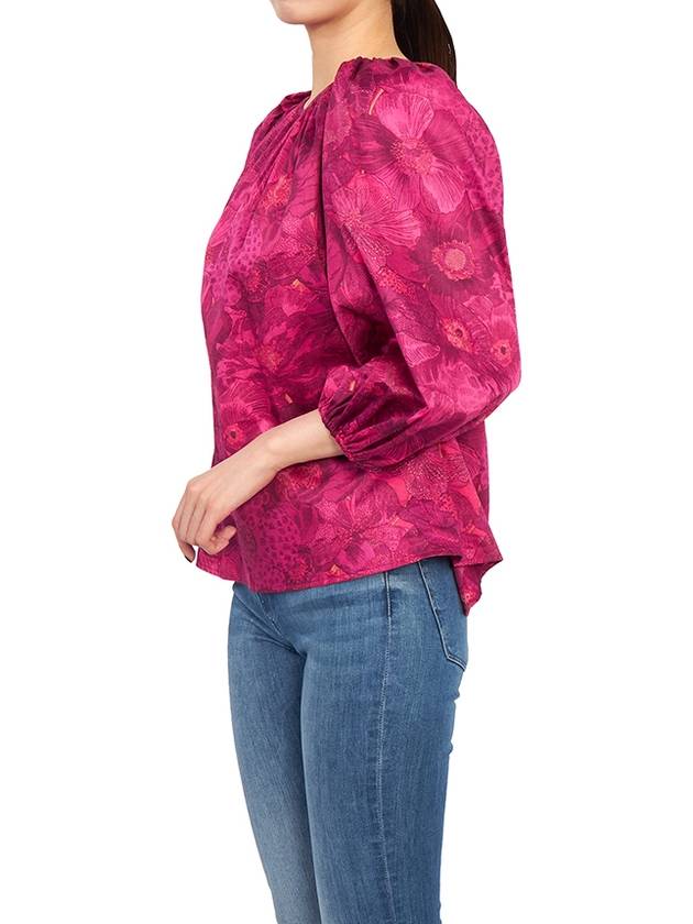 Women's Flower Motif Puff Sleeve Cotton Blouse Pink - VANESSA BRUNO - BALAAN 6